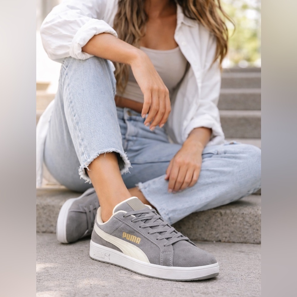 Puma Safety Iconic Low Safety Grey White Suede Sneakers Women’s 6.5 Men’s sz 5